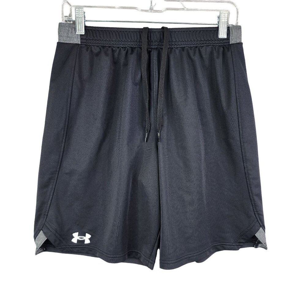 Mens Black Under Armour Loose Fit Athletic Shorts 9" Inseam Drawstring Size M